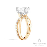 Bridal Alternate Diamond Pear Bypass Semi-Mount Engagement Ring in Yellow and White Gold