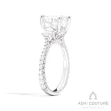 Bridal 3-Stone Diamond Pear Semi-Mount Engagement Ring With Round Side Diamonds in White Gold