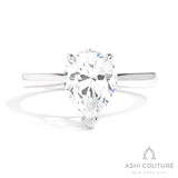 Bridal Solitaire Pear Semi-Mount Engagement Ring in White Gold