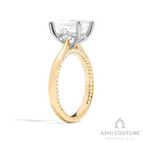 Bridal Solitaire Emerald Semi-Mount Engagement Ring in Yellow and White Gold