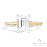 Bridal Knife-Edge Emerald Semi-Mount Engagement Ring in Yellow and White Gold