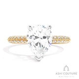 Bridal Knife-Edge Pear Semi-Mount Engagement Ring in Yellow and White Gold