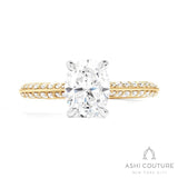 Bridal Knife-Edge Oval Semi-Mount Engagement Ring in Yellow and White Gold