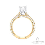 Bridal Knife-Edge Oval Semi-Mount Engagement Ring in Yellow and White Gold