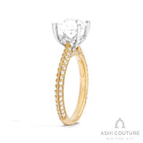 Bridal Knife-Edge Round Semi-Mount Engagement Ring in Yellow and White Gold