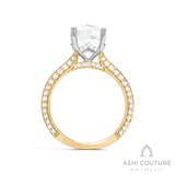 Bridal Knife-Edge Round Semi-Mount Engagement Ring in Yellow and White Gold