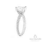Bridal 3-Row Pave Round Semi-Mount Engagement Ring in White Gold