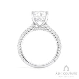 Bridal 3-Row Pave Round Semi-Mount Engagement Ring in White Gold