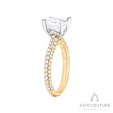 Bridal 3-Row Pave Round Semi-Mount Engagement Ring in Yellow and White Gold
