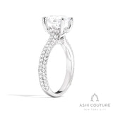Bridal 3-Row Pave Oval Semi-Mount Engagement Ring in White Gold
