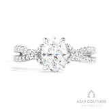 Bridal Bypass Oval Semi-Mount Engagement Ring in White Gold