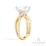 Bridal Bypass Emerald Semi-Mount Engagement Ring in Yellow and White Gold