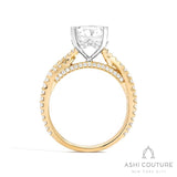 Bridal Bypass Oval Semi-Mount Engagement Ring in Yellow and White Gold