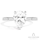 Bridal Classic Diamond Pave Pear Semi-Mount Engagement Ring in White Gold
