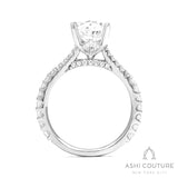 Bridal Classic Diamond Pave Pear Semi-Mount Engagement Ring in White Gold