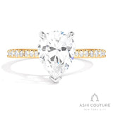 Bridal Classic Diamond Pave Pear Semi-Mount Engagement Ring in Yellow and White Gold