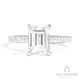 Bridal Classic Diamond Pave Emerald Semi-Mount Engagement Ring in White Gold