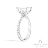 Bridal Classic Diamond Pave Emerald Semi-Mount Engagement Ring in White Gold