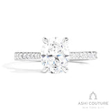 Bridal Classic Diamond Pave Oval Semi-Mount Engagement Ring in White Gold