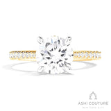 Bridal Classic Diamond Pave Round Semi-Mount Engagement Ring in Yellow and White Gold