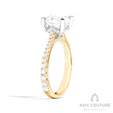 Bridal Classic Diamond Pave Round Semi-Mount Engagement Ring in Yellow and White Gold