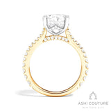Bridal Classic Diamond Pave Round Semi-Mount Engagement Ring in Yellow and White Gold