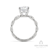 Bridal Alternate Diamond Twisted Round Semi-Mount Engagement Ring in White Gold