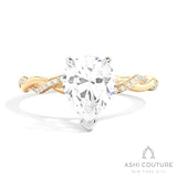 Bridal Alternate Diamond Twisted Pear Semi-Mount Engagement Ring in Yellow and White Gold