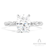 Bridal Oval Twisted Semi-Mount Engagement Ring in White Gold