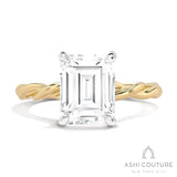 Bridal Emerald Twisted Semi-Mount Engagement Ring in Yellow and White Gold