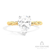 Bridal Pear Twisted Semi-Mount Engagement Ring in Yellow and White Gold
