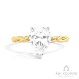 Bridal Pear Twisted Semi-Mount Engagement Ring in Yellow and White Gold