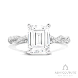 Bridal Diamond Twisted Emerald Semi-Mount Engagement Ring in White Gold