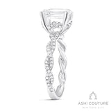Bridal Diamond Twisted Emerald Semi-Mount Engagement Ring in White Gold