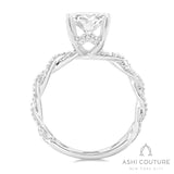 Bridal Diamond Twisted Emerald Semi-Mount Engagement Ring in White Gold