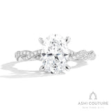 Bridal Diamond Twisted Oval Semi-Mount Engagement Ring in White Gold