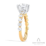Bridal Round Shape Semi-Mount Engagement Ring in Yellow and White Gold