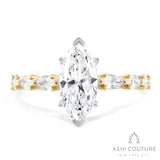 Bridal Marquise Semi-Mount Engagement Ring in Yellow and White Gold