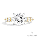 Bridal Round Semi-Mount Engagement Ring in Yellow and White Gold