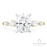 Bridal 5 Stone Oval Semi-Mount Engagement Ring in Yellow and White Gold
