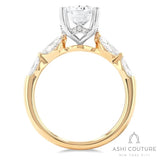 Bridal 5 Stone Oval Semi-Mount Engagement Ring in Yellow and White Gold