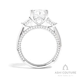 Bridal 3-Stone Round Semi-Mount Engagement Ring With Tapered Baguette Side Diamonds in White Gold