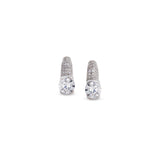 Platinum Finish Sterling Silver Micropave Round Earrings with 30 Hand Set Simulated Diamonds