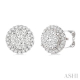 1 Ctw Lovebright Round Cut Diamond Earrings in 14K White Gold