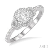 1/3 Ctw Lovebright Round Cut Diamond Engagement Ring in 14K White Gold