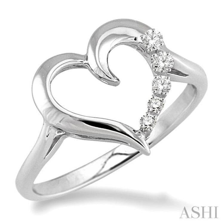 Silver Journey Heart Shape Diamond Fashion Ring
