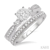 1/2 Ctw Diamond Lovebright Wedding Set with 1/3 Ctw Round Cut Engagement Ring and 1/8 Ctw Wedding Band in 14K White Gold