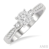 1/3 Ctw Round Cut Diamond Lovebright Engagement Ring in 14K White Gold