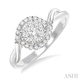 1/3 Ctw Round Cut Diamond Lovebright Engagement Ring in 14K White Gold