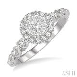 3/8 Ctw Round Cut Diamond Lovebright Engagement Ring in 14K White Gold
